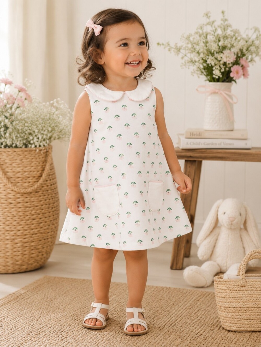 The Proper Peony Pink Floral Peter Pan Collar Dress 3T Pima Cotton